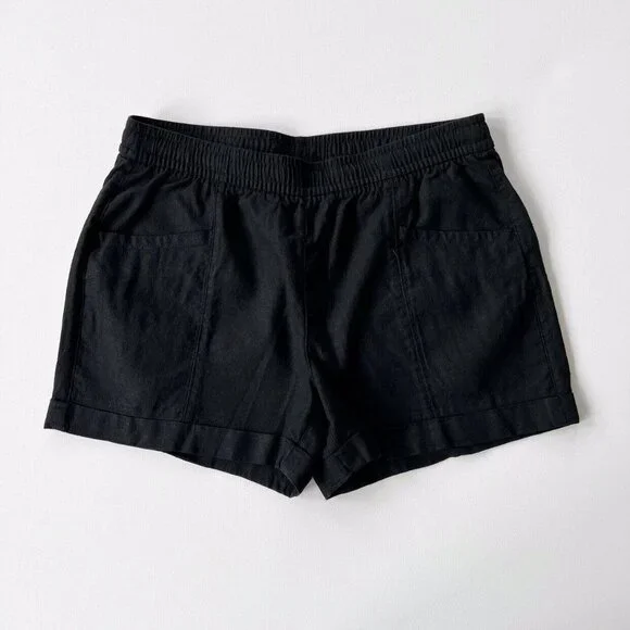 Old Navy High Rise Linen Blend Shorts in Black Jack - Picture 4 of 10
